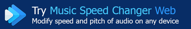 Music Speed Changer Web App to change the speed and pitch of your music and audio, independently. Works on phone and desktop computers, iPhone, Android, Apple, PC in any web browser.